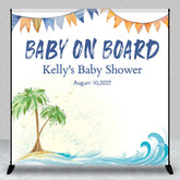 Lofaris Custom Name Summer Beach Tree Baby On Board Backdrop